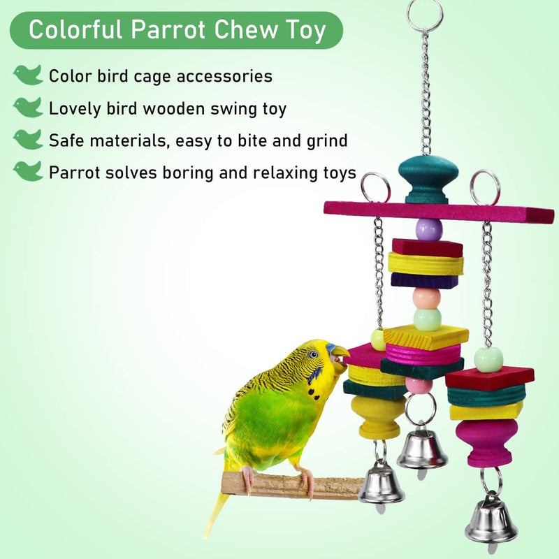 Litewoo Bird Parrot Parakeet Toys, Colorful Bite Wood Swing Toy for Small Medium Parakeet Cockatiel Budgie Cockatoo Macaw Conure Parrotï¼ˆCï¼‰ - Image 3